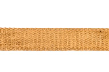 Bir haki kumaş kemeri şeridi. Beyaz arka planda izole edilmiş. Yakın plan..