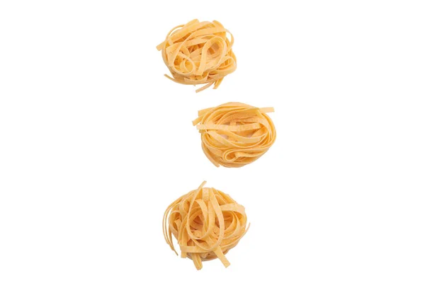 Italian Fettuccine Pasta Form Nest Isolated White Background Close — Fotografia de Stock