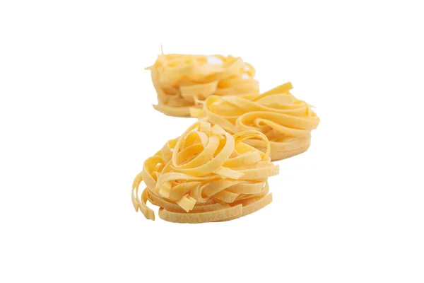 Italian Fettuccine Pasta Form Nest Isolated White Background Close —  Fotos de Stock