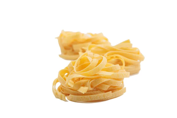 Italian Fettuccine Pasta Form Nest Isolated White Background Close — Foto Stock