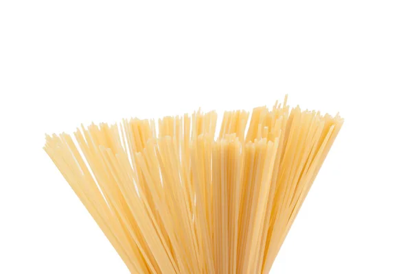 Špagety Složené Pupíku Nachází Bílém Povrchu Detailní Záběr — Stock fotografie