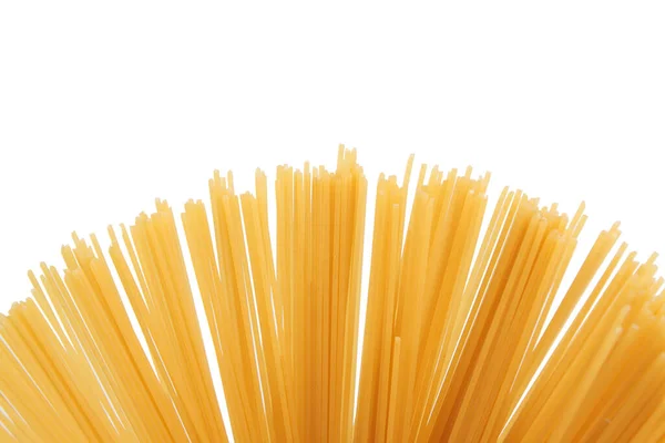Špagety Složené Tvaru Famu Nachází Bílém Povrchu Detailní Záběr — Stock fotografie