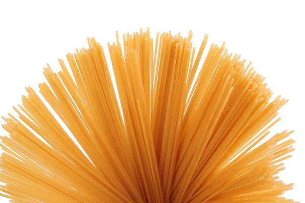 Espaguetis Doblados Forma Fam Encuentra Una Superficie Blanca Primer Plano — Foto de Stock
