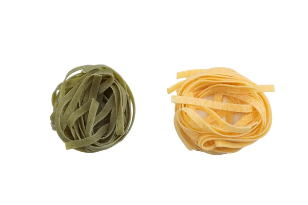 Italian Fettuccine Pasta Form Nest Isolated White Background Close — Fotografia de Stock