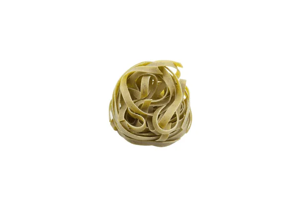 Italian Fettuccine Pasta Form Nest Isolated White Background Close — ストック写真