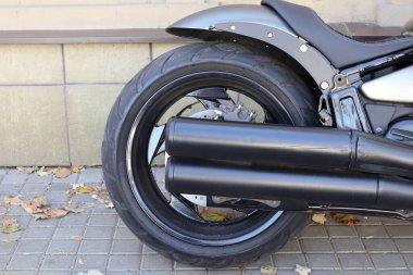 Modern bir motorsikletin parçaları. Yakın plan..