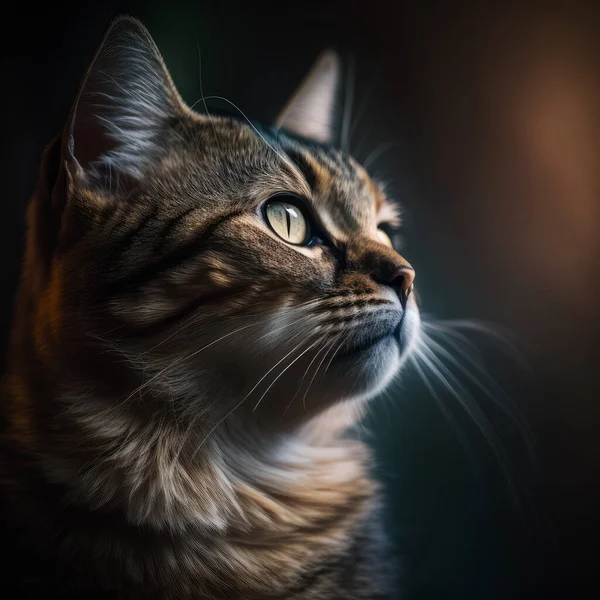 Porträtt Ung Katt Närbild Stockfoto