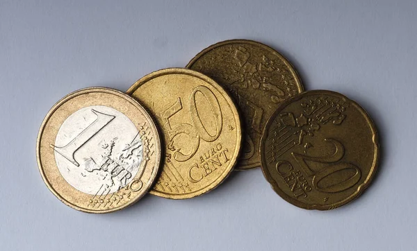 Különböző Címletű Európai Uniós Érmék — Stock Fotó