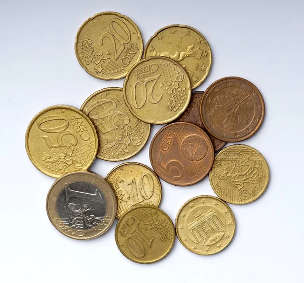 Κέρματα Διαφόρων Ονομαστικών Αξιών Της Ευρωπαϊκής Ένωσης — Φωτογραφία Αρχείου