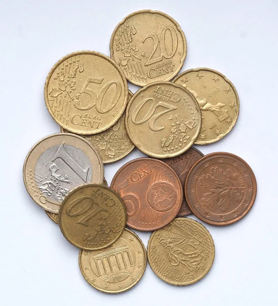 Κέρματα Διαφόρων Ονομαστικών Αξιών Της Ευρωπαϊκής Ένωσης — Φωτογραφία Αρχείου