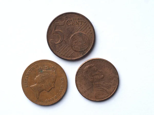 미국의 동전들 배경에 클로즈업되어 있습니다 — 스톡 사진