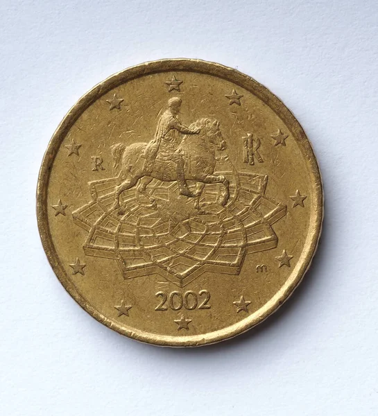2002 Avrupa Parasının Tersi Dolaşımda Olan Küçük Sıyrıklar Çizikler Olan — Stok fotoğraf