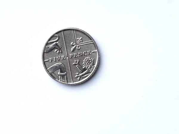 Зворотнє 2012 Року Англійською Ятипенсовою Монетою Яка Була Обігу Має — стокове фото