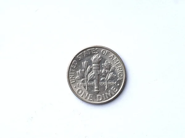 Reverso Una Moneda Diez Centavos Circulada 2005 Con Rasguños Rasguños — Foto de Stock