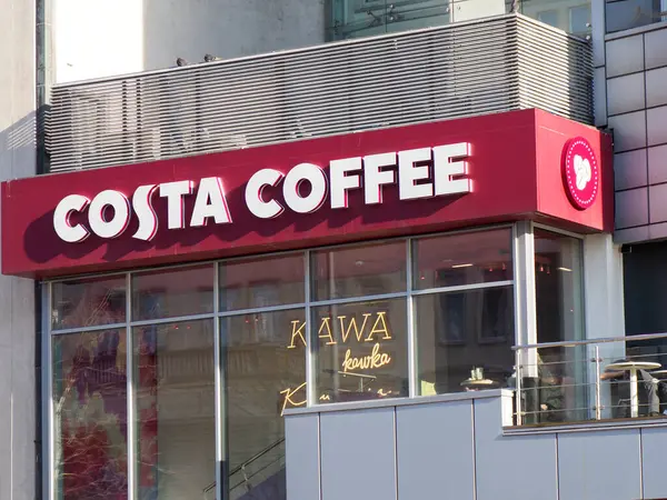 Modern Şehir Binası 'nda canlı kırmızı imzalı Costa Kafe Dükkanı' nı aydınlattı