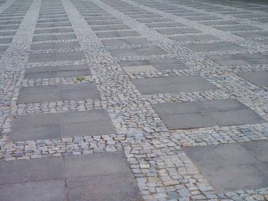 Varşova Tarih Merkezi 'nde Geometrik Doku Oluşturan Geleneksel Çakıl Taşı Kalıbı Şablonu