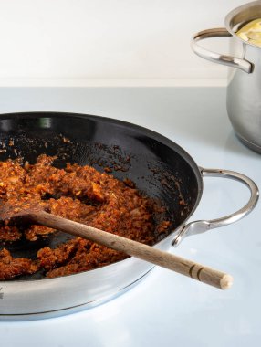 Bolognese pasta, the process of preparation step by step
