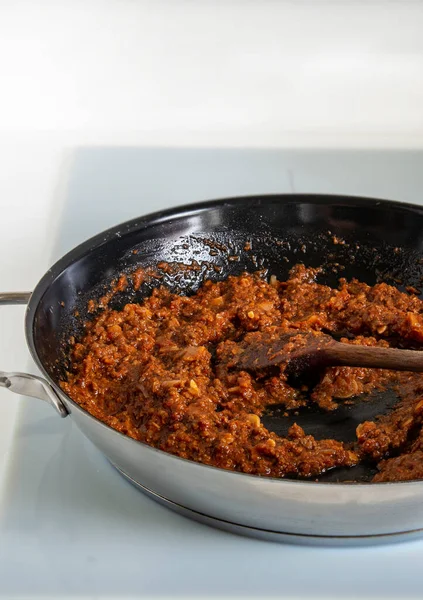 Bolognese pasta, the process of preparation step by step