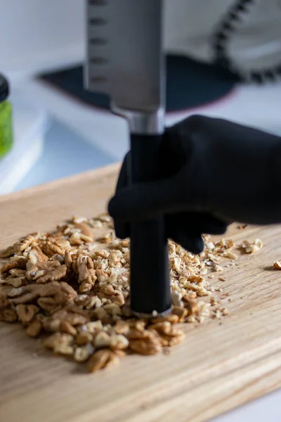 walnut grinding process. High quality photo