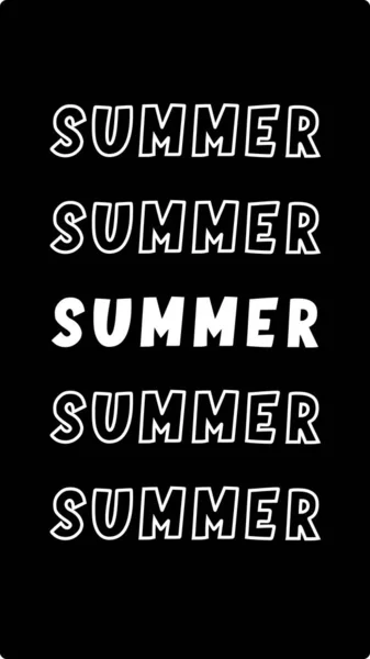 Text Mit Dem Wort Sommer Weiß Auf Schwarzem Hintergrund Vektorillustration — Stockvektor