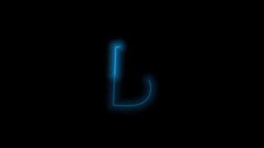 Alphabet letter B, neon blue with energy outline on black background. Motion graphic loop. 4k animation 