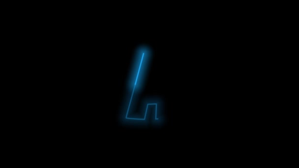 Alphabet Letter Neon Blue Energy Outline Black Background Motion Graphic — Stock videók