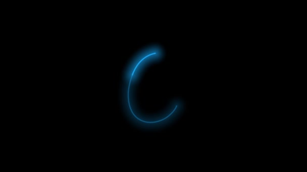 Alphabet Letter Neon Blue Energy Outline Black Background Motion Graphic — Video