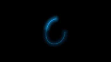 Alphabet letter G, neon blue with energy outline on black background. Motion graphic loop. 4k animation 