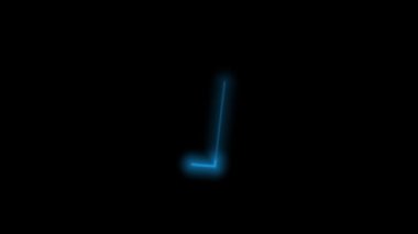 Alfabe harfi I, siyah arkaplanda enerji özeti olan neon mavisi. Hareket grafiği döngüsü. 4k animasyon 