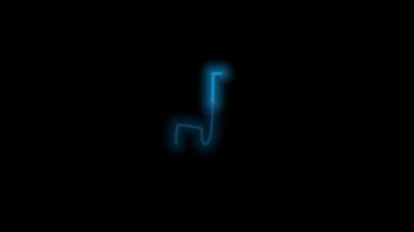Alfabe harfi J, siyah arkaplanda enerji özeti olan neon mavisi. Hareket grafiği döngüsü. 4k animasyon 