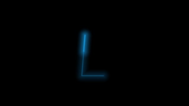 Alphabet Letter Neon Blue Energy Outline Black Background Motion Graphic — Stock Video