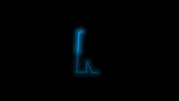 字母R 霓虹灯蓝色 黑色背景上有能量轮廓 运动图形循环 4K动画 — 图库视频影像