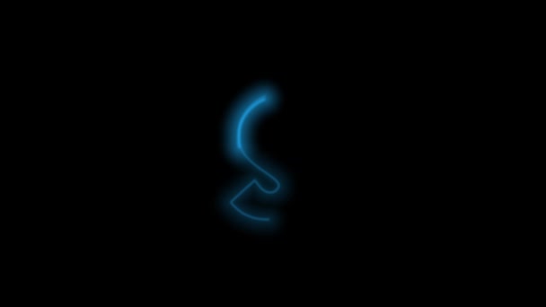 字母S 霓虹灯蓝色 能量轮廓黑色背景 运动图形循环 4K动画 — 图库视频影像