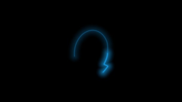 Alphabet Buchstabe Neonblau Mit Energieumriss Auf Schwarzem Hintergrund Bewegungsgrafische Schleife — Stockvideo