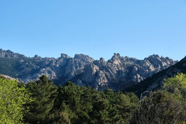 Granit kaya oluşumları La Pedriza, Guadarrama Dağları Milli Parkı, Madrid, İspanya