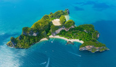 Tayland, Krabi 'deki Koh Hong' un hava görüntüsü.