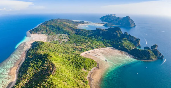 Aerial View Loh Lana Bay Sunset Koh Phi Phi Islands — Stock Photo, Image