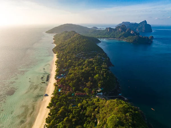 Luchtfoto Van Laem Tong Beach Laemtong Baai Koh Phi Phi — Stockfoto