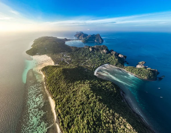 stock image Aerial view of Laem Tong Beach or Laemtong bay in koh Phi Phi, Krabi, Thailand, south east asia