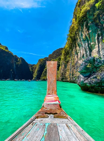 Maya Bay Long Tail Boat Koh Phi Phi Krabi Thailand — Stock Photo, Image