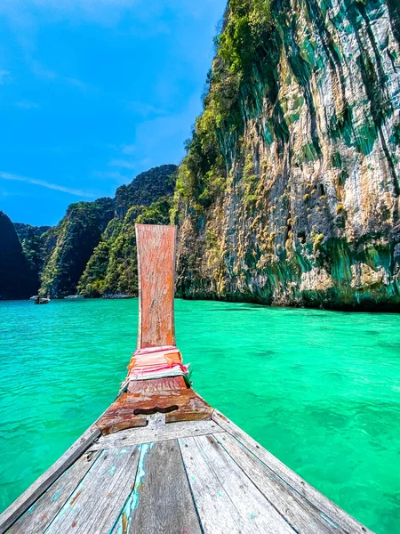 Maya Bay Long Tail Boat Koh Phi Phi Krabi Thailand — Stock Photo, Image