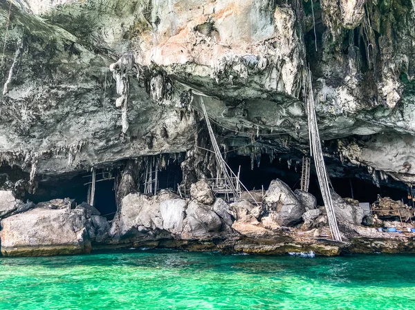Viking Cave from the long tail boat, in koh Phi Phi Leh, Krabi, Thailand. High quality photo