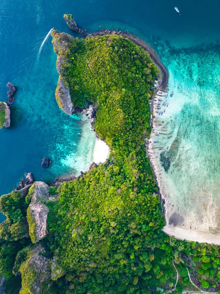 Vista Aérea Playa Nui Isla Koh Phi Phi Don Krabi — Foto de Stock