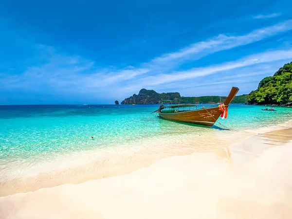 Long Tail Boat Monkey Beach Koh Phi Phi Don Island — Stock Photo, Image