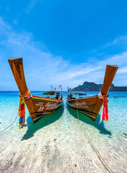 Long Tail Boat Monkey Beach Koh Phi Phi Don Island — Photo