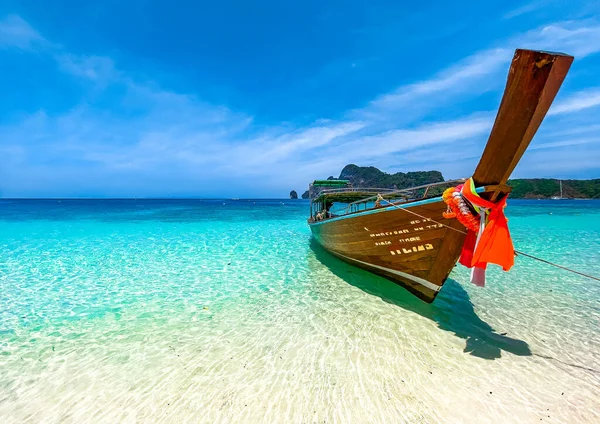 Long Tail Boat Monkey Beach Koh Phi Phi Don Island — Stock Photo, Image