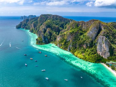 Koh Phi Phi 'deki Ton Sai Sahili, Krabi Tayland, Güney Doğu Asya