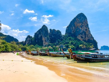 Railay ve Phra nang Mağara Sahili Krabi, Tayland, Güney Doğu Asya