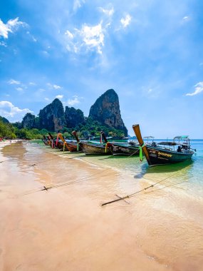 Railay ve Phra nang Mağara Sahili Krabi, Tayland, Güney Doğu Asya