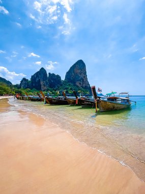 Railay ve Phra nang Mağara Sahili Krabi, Tayland, Güney Doğu Asya